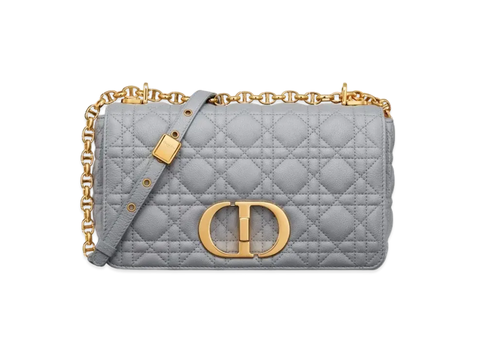Dior Medium Caro Bag Supple Cannage Calfskin "Ethereal Grey"