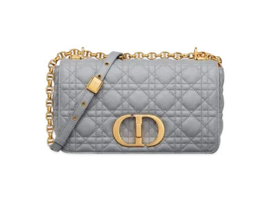 Dior Medium Caro Bag Supple Cannage Calfskin "Ethereal Grey"