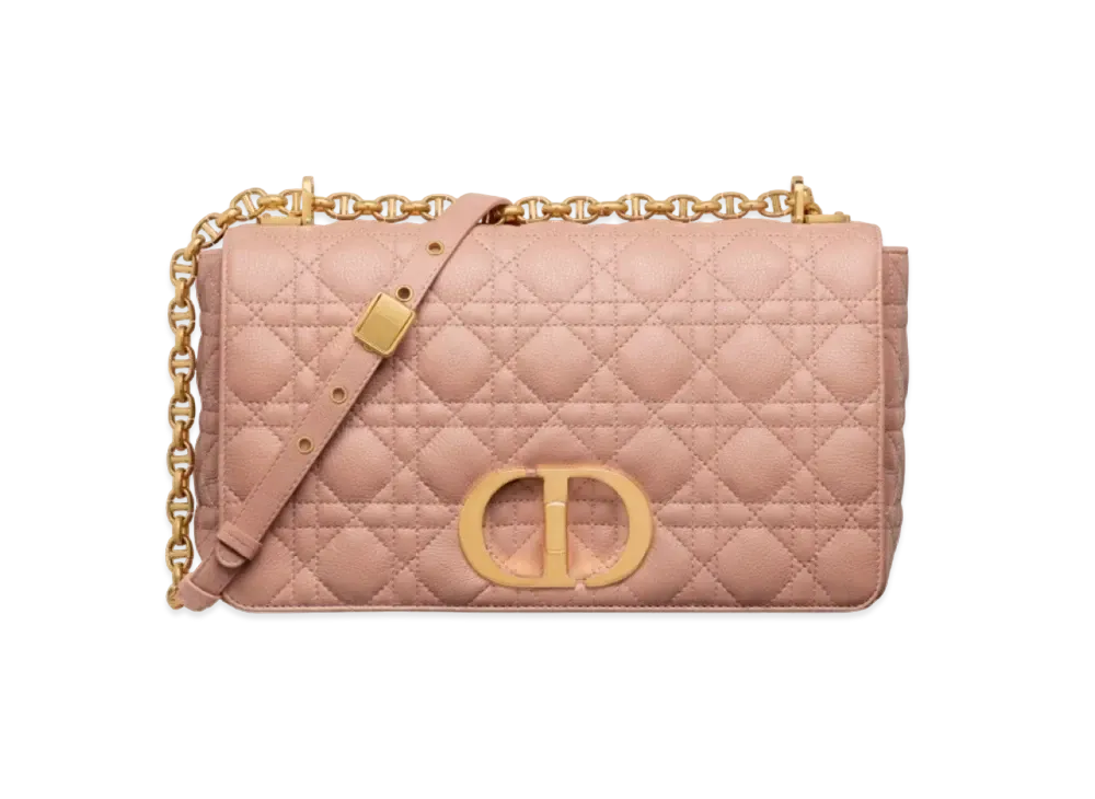 Dior Large Caro Bag Supple Cannage Calfskin "Rose Des Vents"