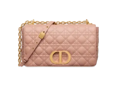 Dior Large Caro Bag Supple Cannage Calfskin "Rose Des Vents"