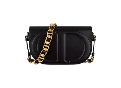 Dior CD Signature Bag Strap CD Embossed Box Calfskin "Black"