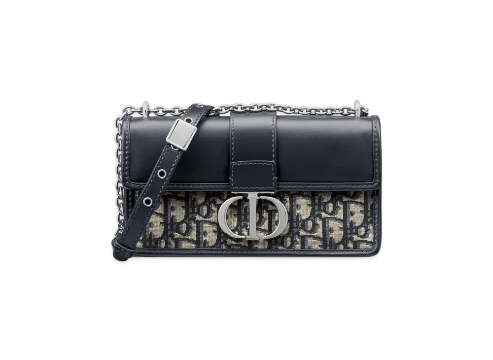 Dior 30 Montaigne East-West Bag with Chain Dior Oblique Jacquard and Smooth Calfskin "Blue"