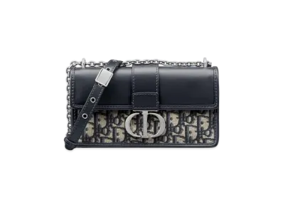 Dior 30 Montaigne East-West Bag with Chain Dior Oblique Jacquard and Smooth Calfskin "Blue"