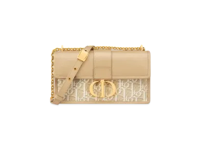 Dior 30 Montaigne East-West Bag with Chain Dior Oblique Jacquard and Smooth Calfskin "Natural"