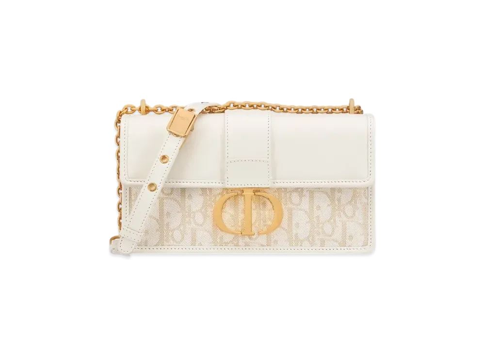 Dior 30 Montaigne East-West Bag with Chain Smooth Calfskin and Dior Oblique Denim "Denim"