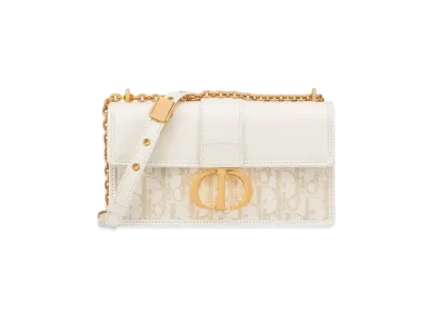 Dior 30 Montaigne East-West Bag with Chain Smooth Calfskin and Dior Oblique Denim "Denim"