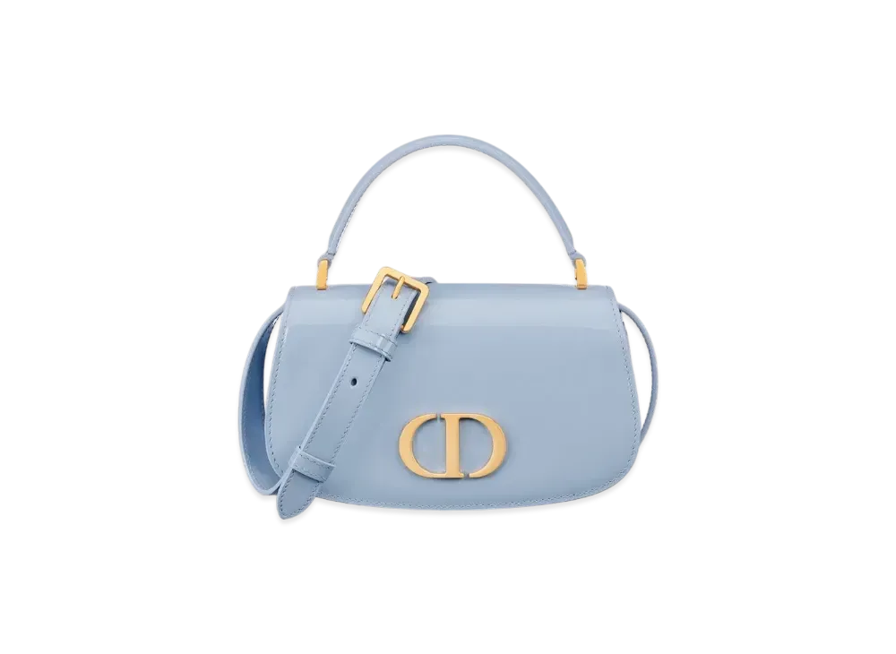 Dior Small 30 Montaigne Avenue Top Handle Bag Patent Calfskin "Pale Blue"