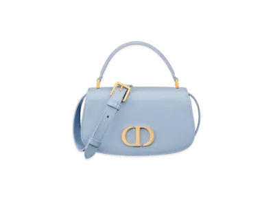 Dior Small 30 Montaigne Avenue Top Handle Bag Patent Calfskin "Pale Blue"