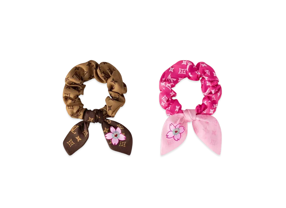 Louis Vuitton x Takashi Murakami Monogram Cherry Blossom Set of Chouchous "Sakura Brown"