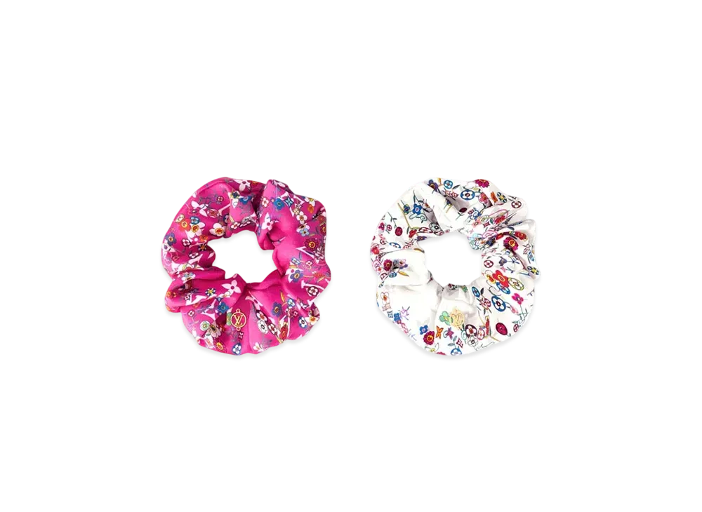 Louis Vuitton x Takashi Murakami Superflat Monogram Set Of Chouchous "Blanc/Fuchsia"