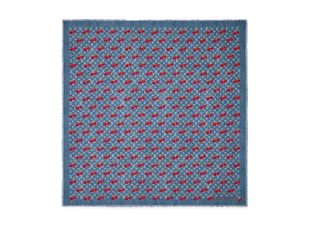 Louis Vuitton x Takashi Murakami Shawl Monogram Denim Monogram Cherry "Denim Blue"