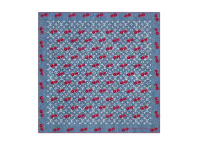 Louis Vuitton x Takashi Murakami Carre 90 Monogram Denim Cherry "Denim Blue"