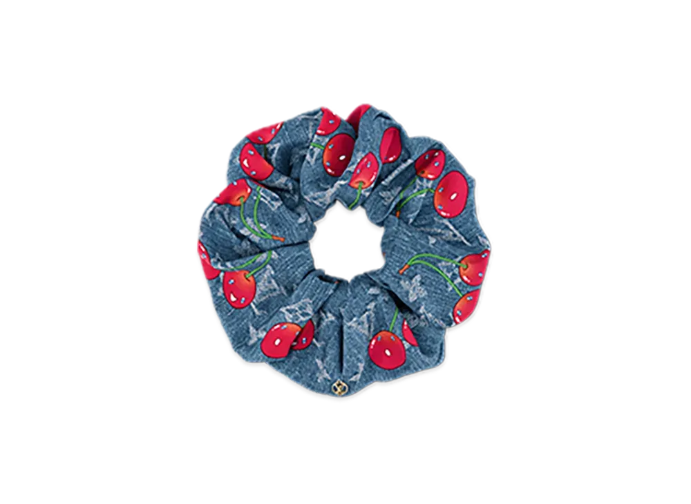 Louis Vuitton x Takashi Murakami Scrunchie Monogram Denim Cherry "Denim Blue"