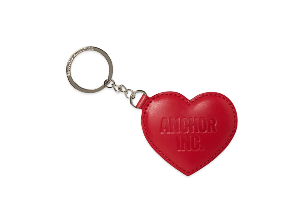 Mercedes Anchor inc. Bold Logo Leather Heart Keychain "Red"