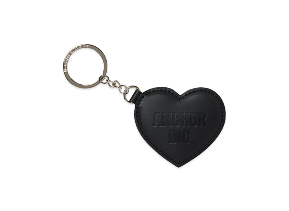 Mercedes Anchor inc. Bold Logo Leather Heart Keychain "Black"