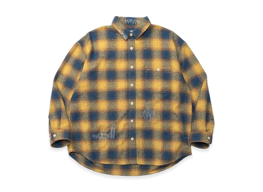MADNESS Jazz-Nep Distressed Flannel Bd Shirt "Orange"