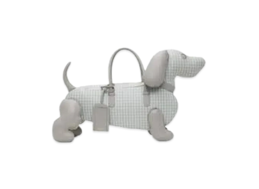 THOM BROWNE Check Pebble Grain Hector Bag "Grey"