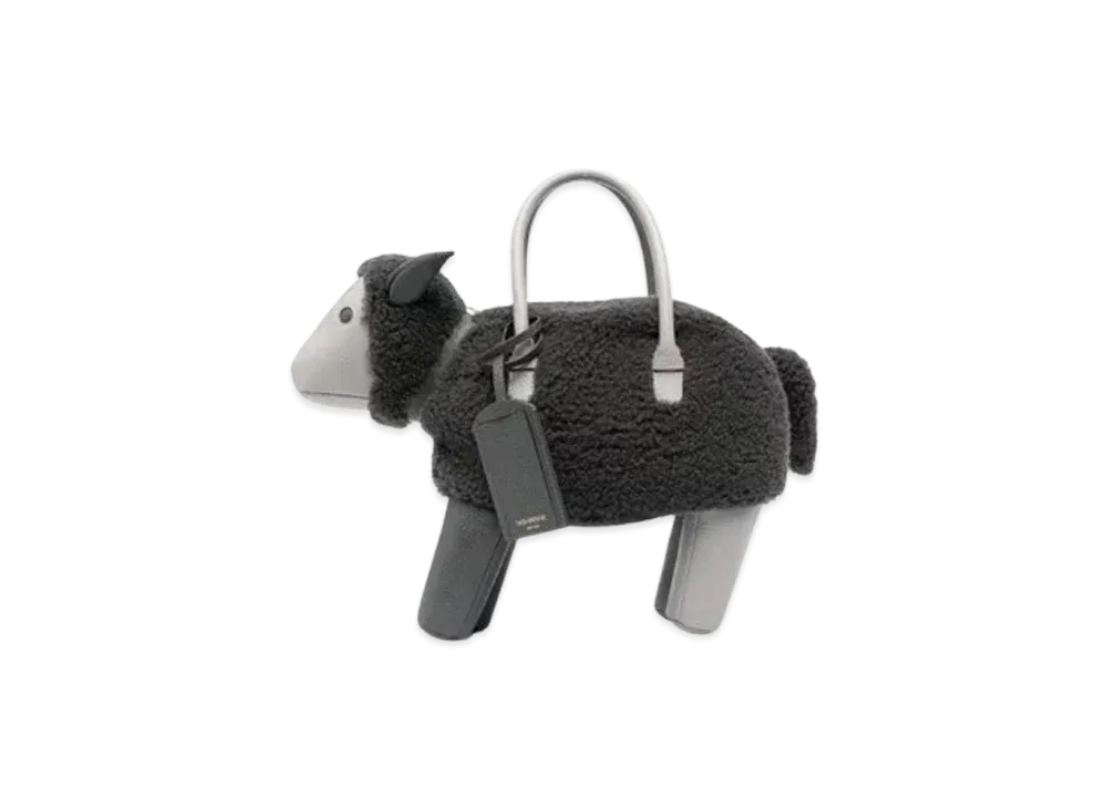 THOM BROWNE Shearling Wool Sheep Bag "Grey"