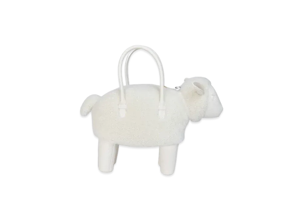THOM BROWNE Shearling Wool Sheep Bag "White"