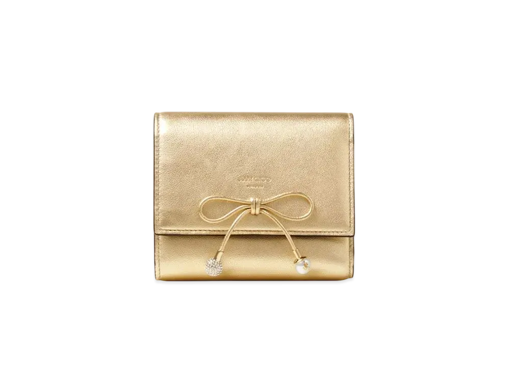 Jimmy Choo Malinda Metallic Nappa Leather Wallet "Gold/Light Gold"
