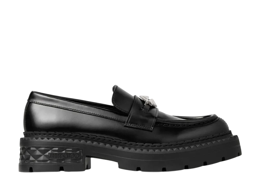 Jimmy Choo Marlow Diamond /M Leather Shoes "Black/Gunmetal"