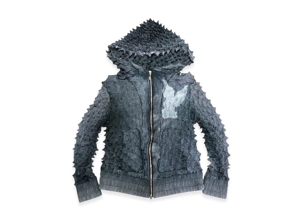 MASU Spiky Zip Hoodie "Faded Black"