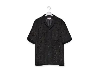 MASU Bandana Hole Leather Half Sleeve Shirt "Black"