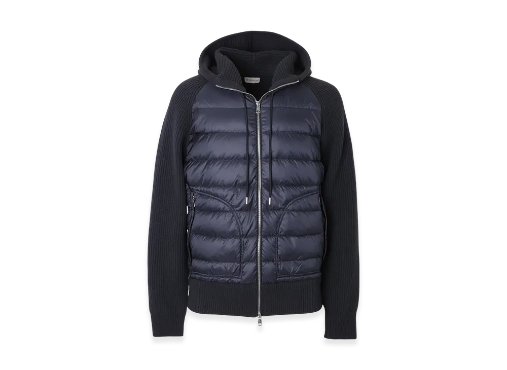 MONCLER Mens Down Panel Zip-Up Cardigan "Nightblue"