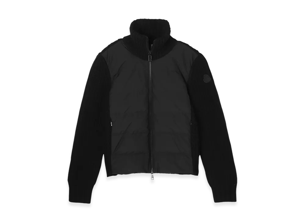 MONCLER Womens Down Panel Zip-Up Cardigan "Black"