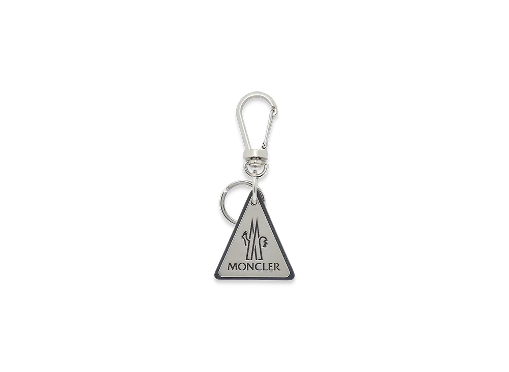 MONCLER Logo Leather Key Ring "Silver"