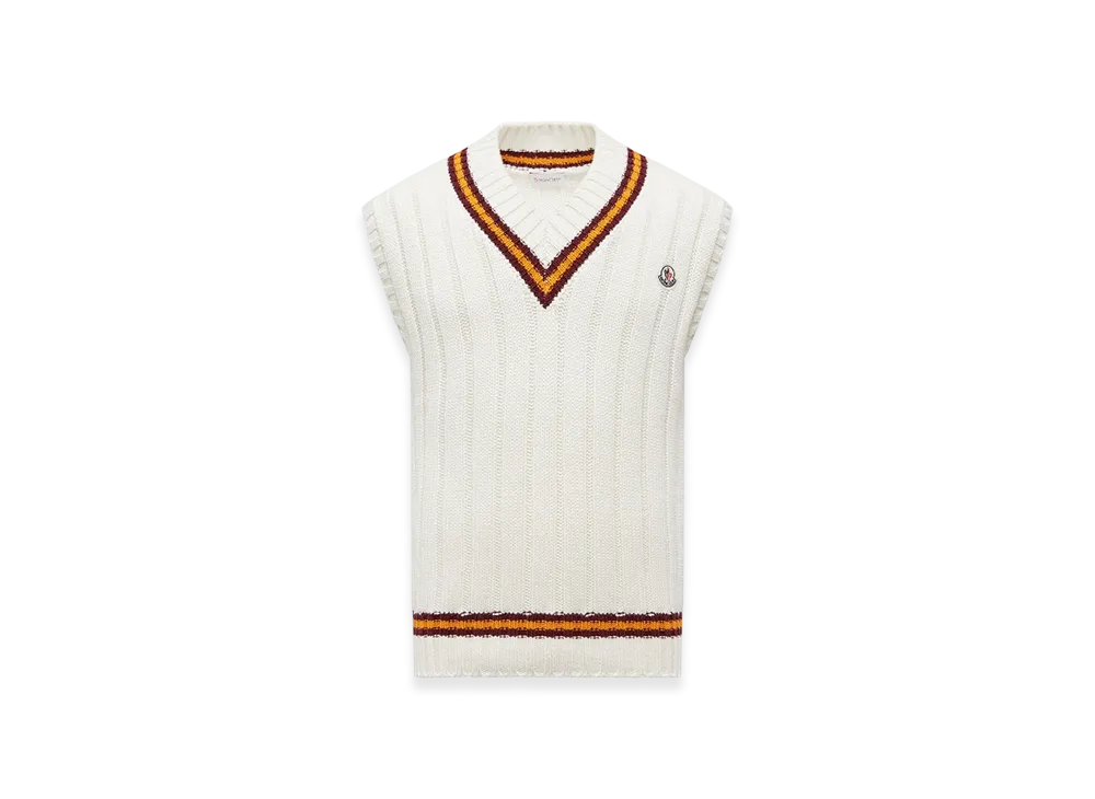 MONCLER Wool & Cotton V-Neck Gilet "White"