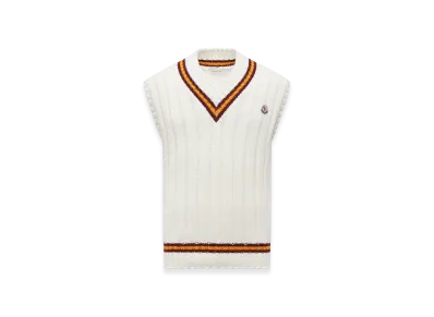MONCLER Wool & Cotton V-Neck Gilet "White"