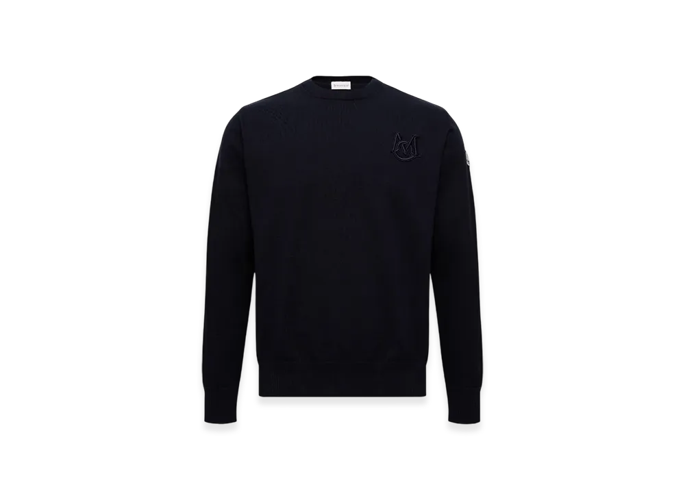 MONCLER Embroidered Monogram Cotton Jumper "Navy Blue"