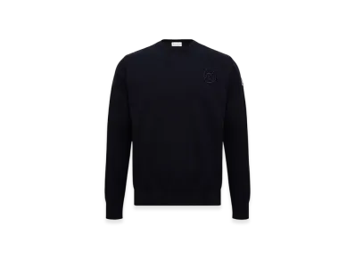 MONCLER Embroidered Monogram Cotton Jumper "Navy Blue"