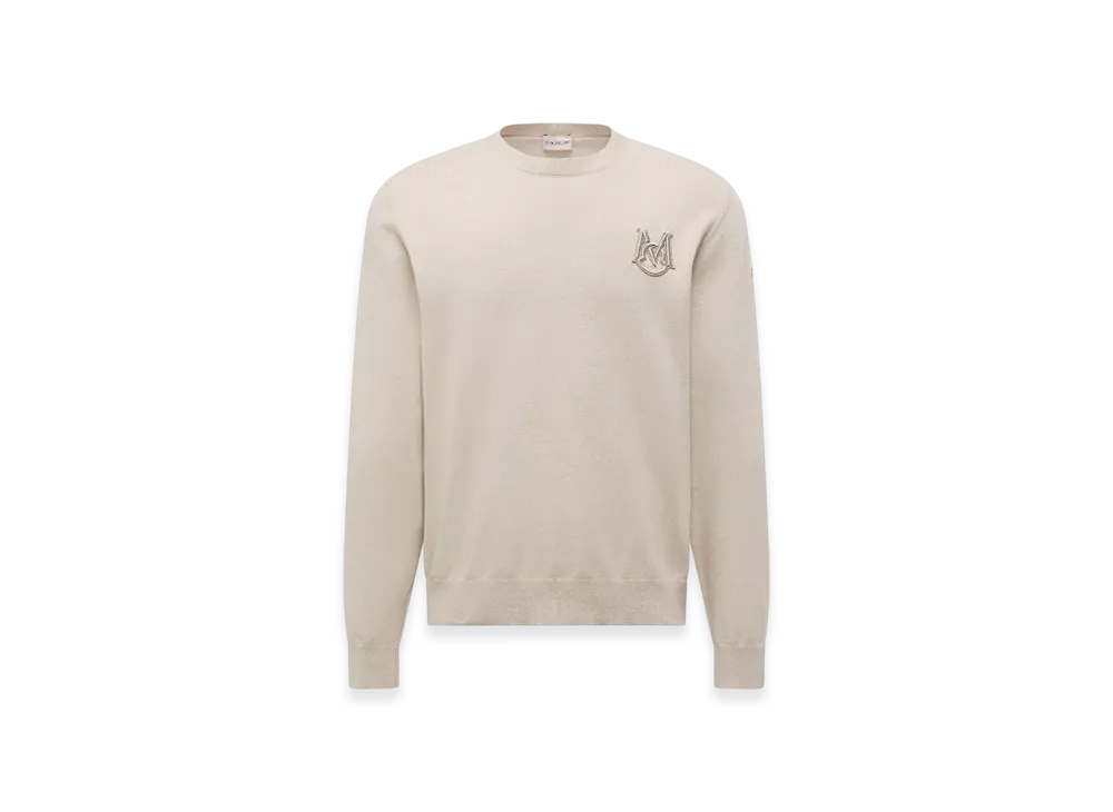 MONCLER Embroidered Monogram Cotton Jumper "Light Beige"