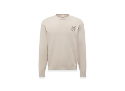 MONCLER Embroidered Monogram Cotton Jumper "Light Beige"