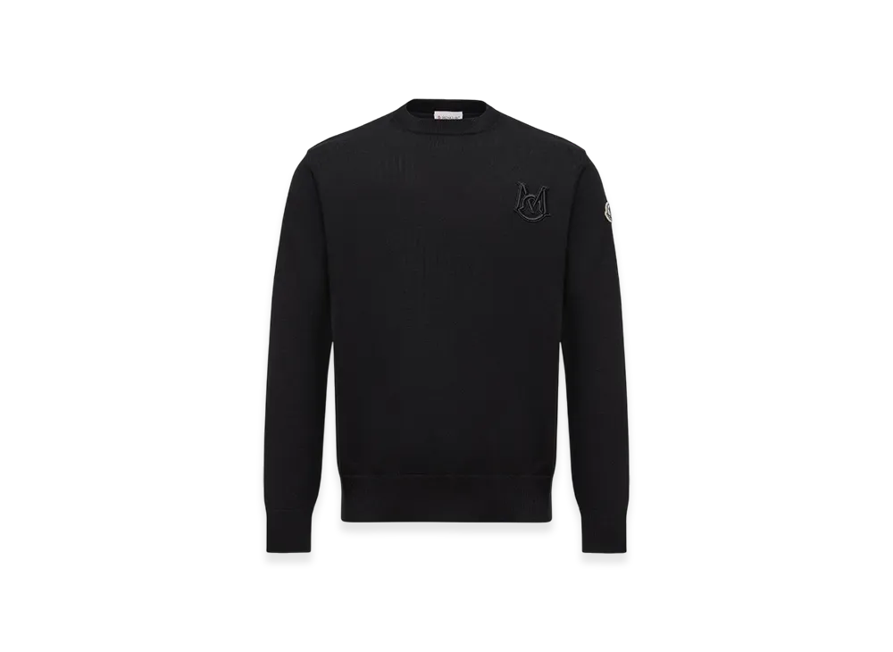 MONCLER Embroidered Monogram Cotton Jumper "Black"