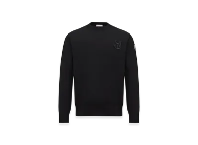 MONCLER Embroidered Monogram Cotton Jumper "Black"