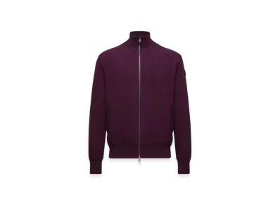 MONCLER Wool & Cashmere Zip-Up Cardigan "Purple"