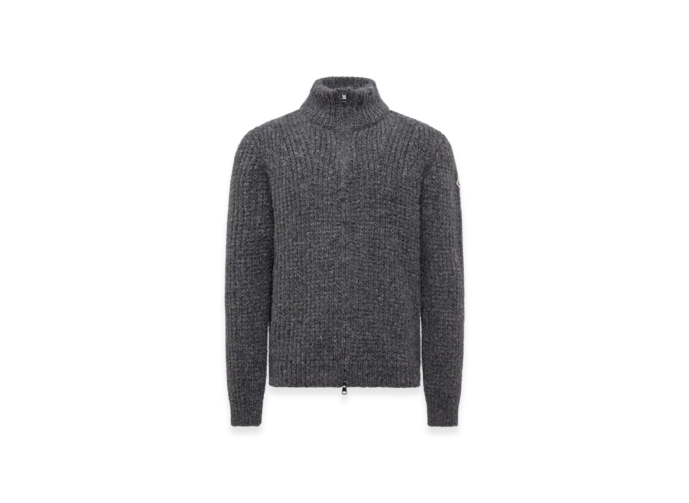 MONCLER Alpaca & Wool Zip-Up Cardigan "Dark Grey"