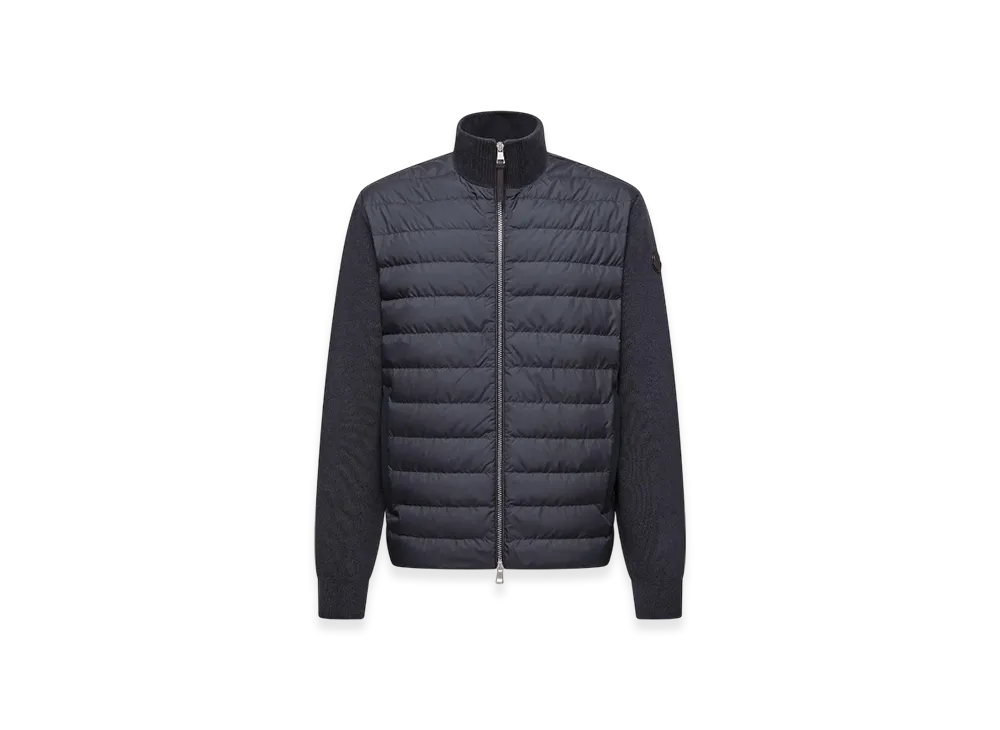 MONCLER Padded Wool & Cashmere Zip-Up Cardigan "Blue"
