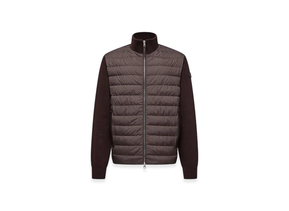 MONCLER Padded Wool & Cashmere Zip-Up Cardigan "Brown"