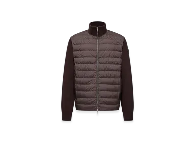 MONCLER Padded Wool & Cashmere Zip-Up Cardigan "Brown"