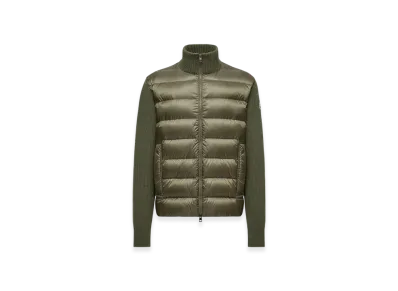 MONCLER Padded Wool & Cashmere Zip-Up Cardigan "Olive Green"