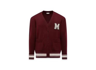 MONCLER Embroidered Monogram Wool Cardigan "Burgundy"