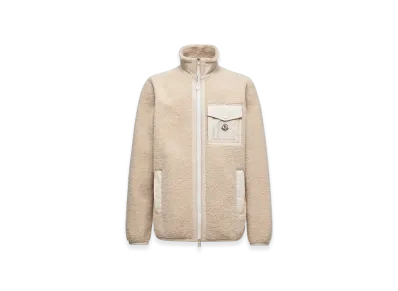 MONCLER Teddy Zip-Up Sweatshirt with Pocket "Light Beige"