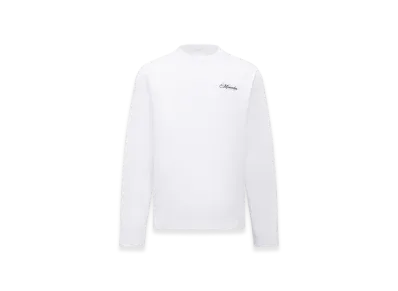 MONCLER Embroidered Logo Long Sleeve Cotton T-Shirt "White"