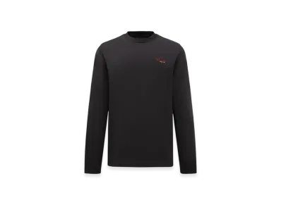 MONCLER Embroidered Logo Long Sleeve Cotton T-Shirt "Black"