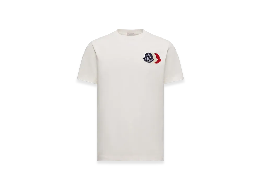 MONCLER Embroidered Tricolour Logo Cotton T-Shirt "White"