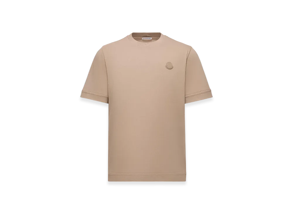 MONCLER Logo Patch Cotton T-Shirt "Light Beige"